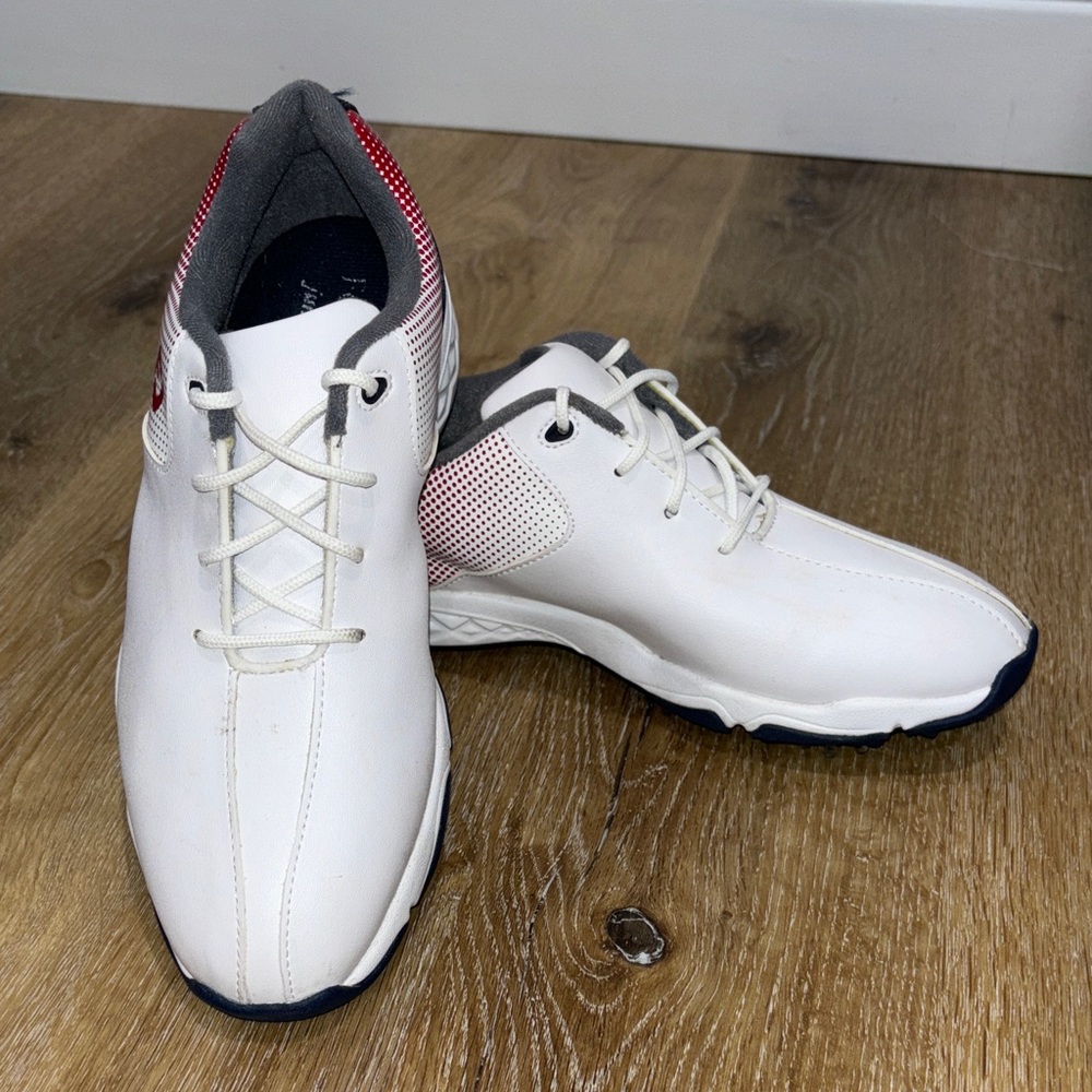 FootJoy White Golf-Style Athletic Shoes with Red and Gray Accents